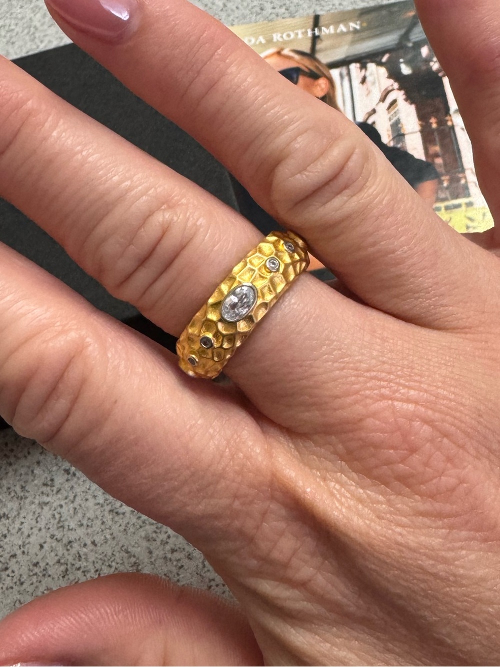 Freida Rothman Textured Matte Gold Ring - Picture 5 of 5
